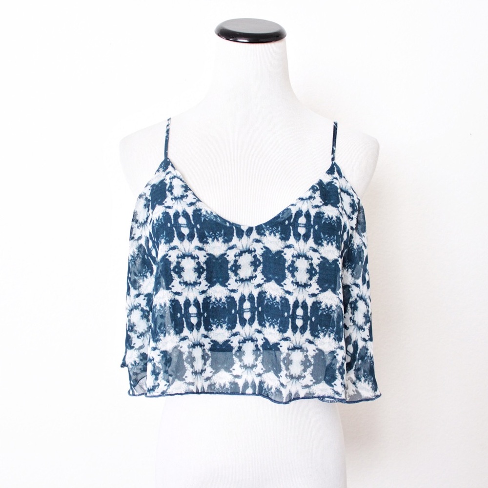 Ali & Kris Blue Tie-Dye Chiffon Crop Top